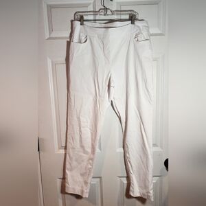 Slim-Sation Womens White Stretch Pull-On Trousers Pockets Size 18